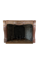 Maison Leon Van den Bogaert Exceptional Mid-18th Century Louis XV Period French Fireplace Surround in Rare Red Hard Marble with Deep Shell Carving and Sculpted Curves