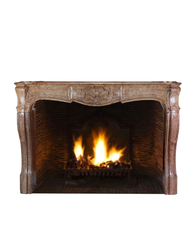 Maison Leon Van den Bogaert Exceptional Mid-18th Century Louis XV Period French Fireplace Surround in Rare Red Hard Marble with Deep Shell Carving and Sculpted Curves