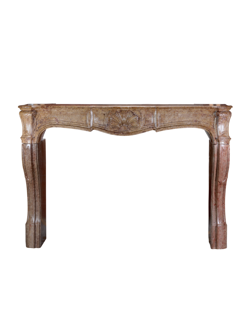 Maison Leon Van den Bogaert Exceptional Mid-18th Century Louis XV Period French Fireplace Surround in Rare Red Hard Marble with Deep Shell Carving and Sculpted Curves