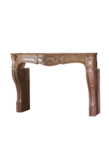 Maison Leon Van den Bogaert Exceptional Mid-18th Century Louis XV Period French Fireplace Surround in Rare Red Hard Marble with Deep Shell Carving and Sculpted Curves