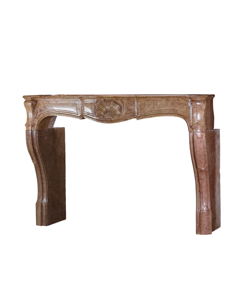 Maison Leon Van den Bogaert Exceptional Mid-18th Century Louis XV Period French Fireplace Surround in Rare Red Hard Marble with Deep Shell Carving and Sculpted Curves