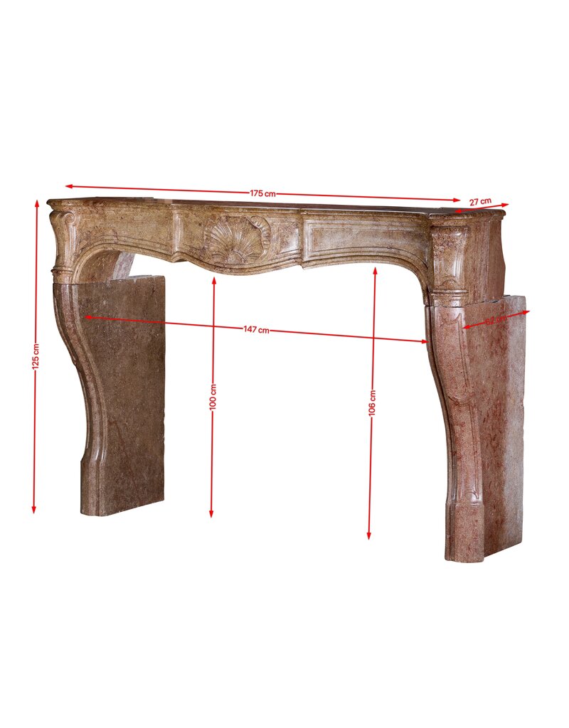 Maison Leon Van den Bogaert Exceptional Mid-18th Century Louis XV Period French Fireplace Surround in Rare Red Hard Marble with Deep Shell Carving and Sculpted Curves