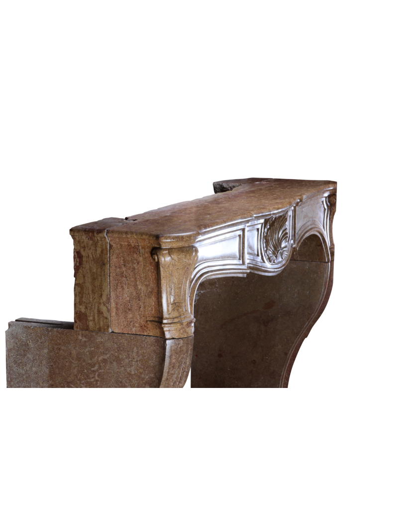 Maison Leon Van den Bogaert Exceptional Mid-18th Century Louis XV Period French Fireplace Surround in Rare Red Hard Marble with Deep Shell Carving and Sculpted Curves