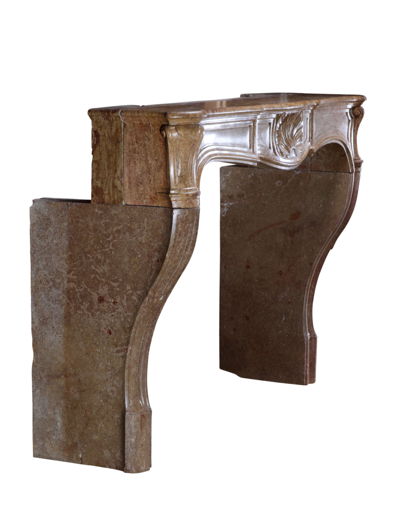 Maison Leon Van den Bogaert Exceptional Mid-18th Century Louis XV Period French Fireplace Surround in Rare Red Hard Marble with Deep Shell Carving and Sculpted Curves