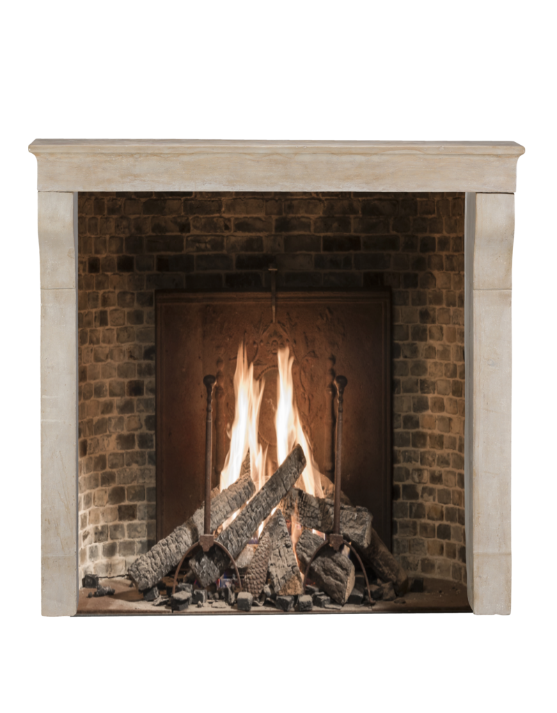 Maison Leon Van den Bogaert Auténtica chimenea francesa del siglo XIX en piedra caliza con pátina natural y reflejo suave de luz