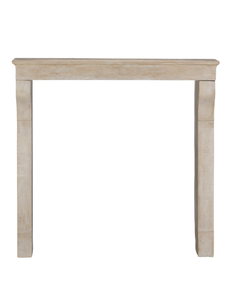 Maison Leon Van den Bogaert Authentic 19th Century French Fireplace Surround in Aged Limestone with Elegant Patina and Soft Light Reflection