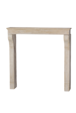 Maison Leon Van den Bogaert Authentic 19th Century French Fireplace Surround in Aged Limestone with Elegant Patina and Soft Light Reflection