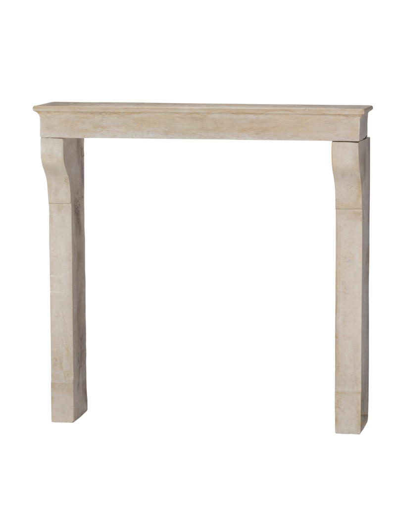 Maison Leon Van den Bogaert Authentic 19th Century French Fireplace Surround in Aged Limestone with Elegant Patina and Soft Light Reflection