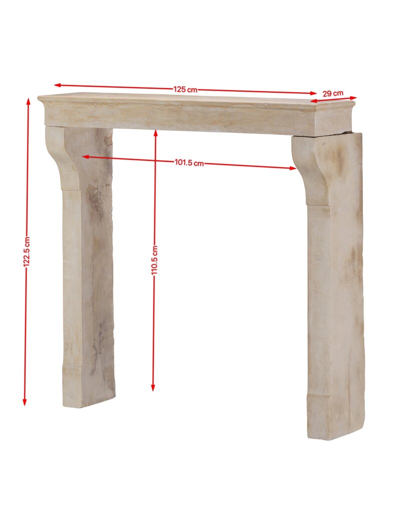 Maison Leon Van den Bogaert Authentic 19th Century French Fireplace Surround in Aged Limestone with Elegant Patina and Soft Light Reflection