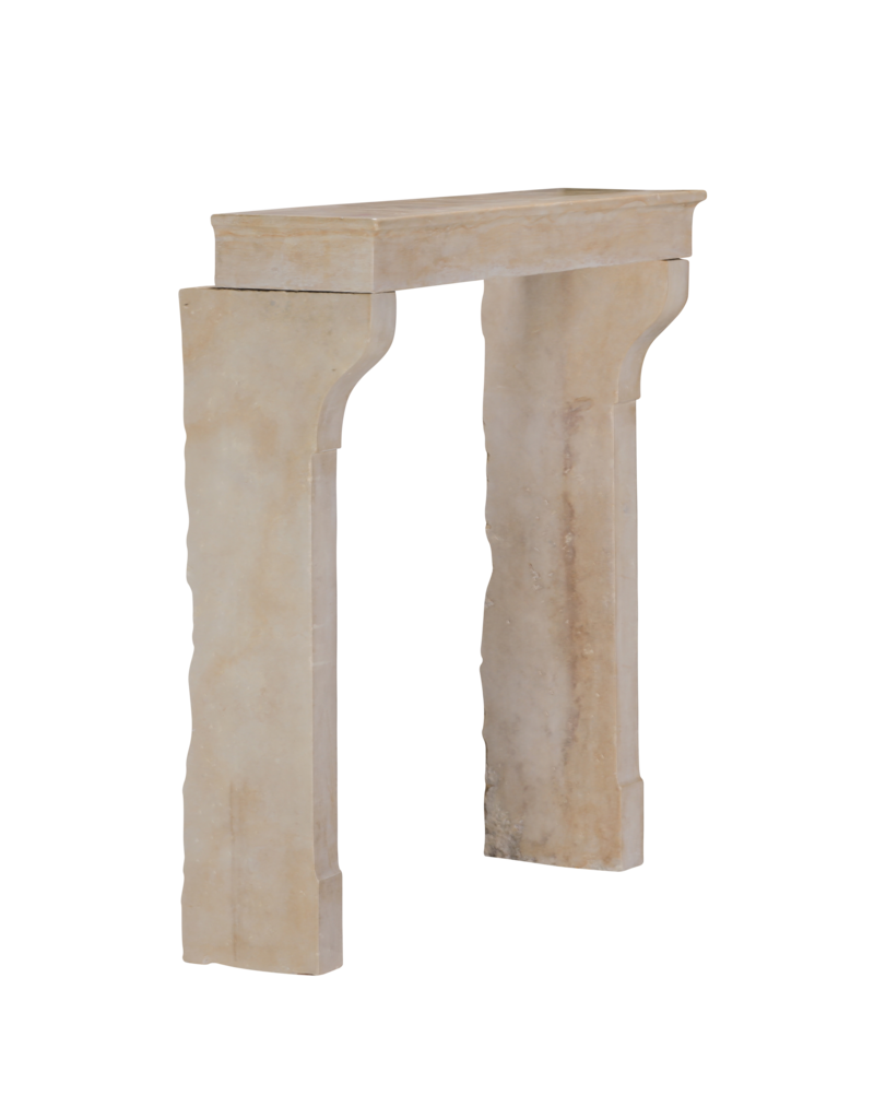 Maison Leon Van den Bogaert Authentic 19th Century French Fireplace Surround in Aged Limestone with Elegant Patina and Soft Light Reflection