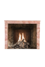 Maison Leon Van den Bogaert Tall Antique Rose-Pink Marble Stone Fireplace | 19th C. Burgundy Château Stone