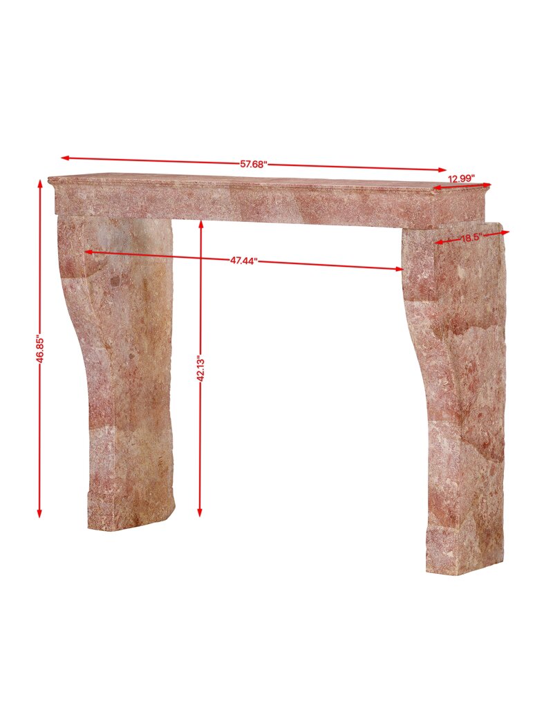 Maison Leon Van den Bogaert Haute Cheminée Ancienne En Pierre Marbre Rose de Bourgogne | Pierre Marbrière