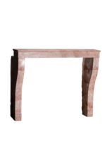 Maison Leon Van den Bogaert Tall Antique Rose-Pink Marble Stone Fireplace | 19th C. Burgundy Château Stone