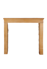 Maison Leon Van den Bogaert Elegant 19th Century French Louis Philippe Fireplace in Burgundy Limestone – Antique Stone Mantel for Square Fireboxes or Inserts