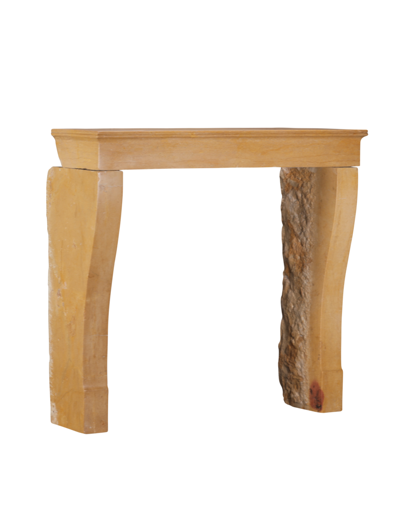 Maison Leon Van den Bogaert Elegant 19th Century French Louis Philippe Fireplace in Burgundy Limestone – Antique Stone Mantel for Square Fireboxes or Inserts