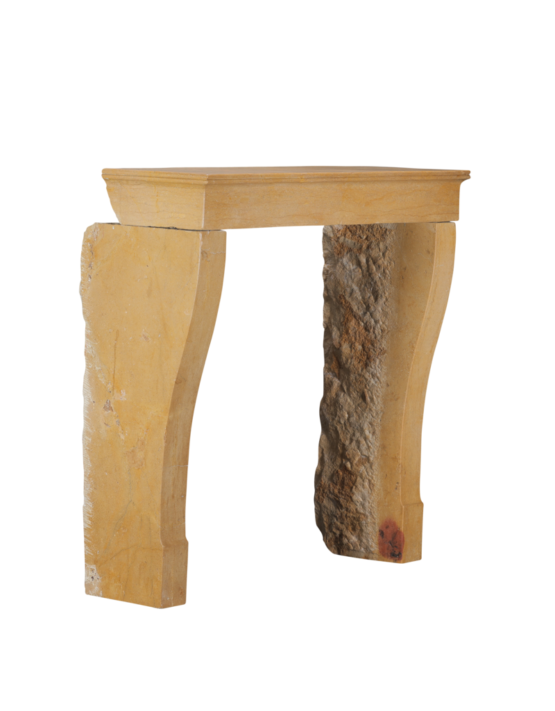 Maison Leon Van den Bogaert Elegant 19th Century French Louis Philippe Fireplace in Burgundy Limestone – Antique Stone Mantel for Square Fireboxes or Inserts