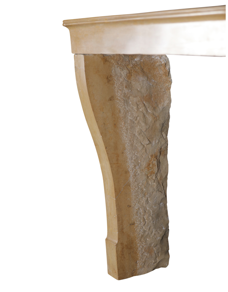Maison Leon Van den Bogaert Elegant 19th Century French Louis Philippe Fireplace in Burgundy Limestone – Antique Stone Mantel for Square Fireboxes or Inserts