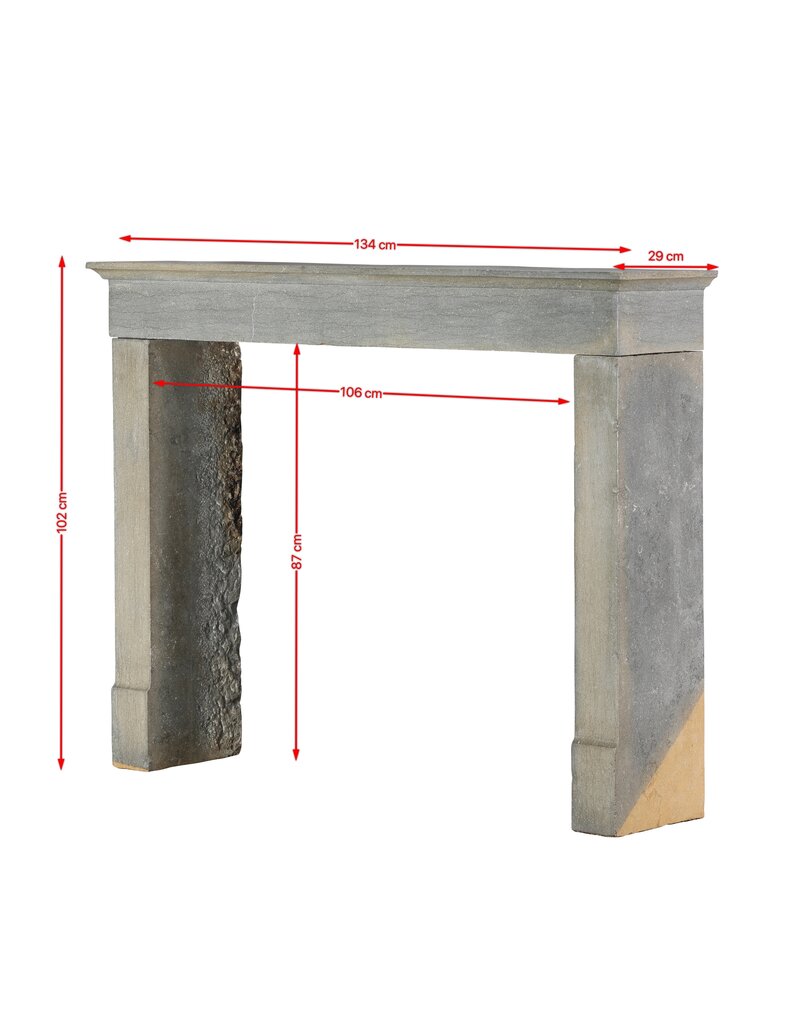 Elegant 19th Century Fireplace Surround in Polished Burgundy Hardstone – Minimalist French Design - Island Fit and Nantucket Color Hue