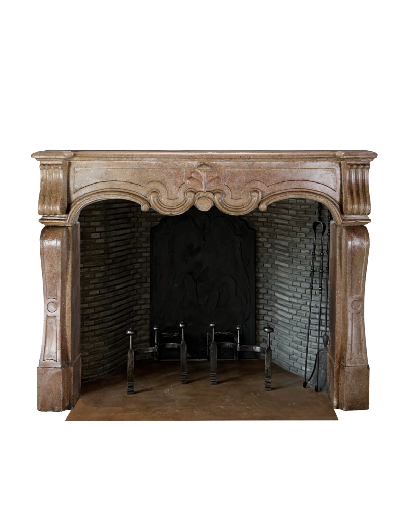 Maison Leon Van den Bogaert Exceptional 17th Century Italian Baroque Style Fireplace Surround in French Burgundy Hard Stone with Hand-Carved Ornamentation