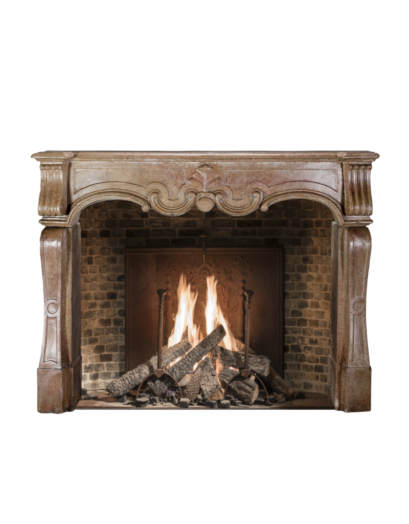 Maison Leon Van den Bogaert Exceptional 17th Century Italian Baroque Style Fireplace Surround in French Burgundy Hard Stone with Hand-Carved Ornamentation