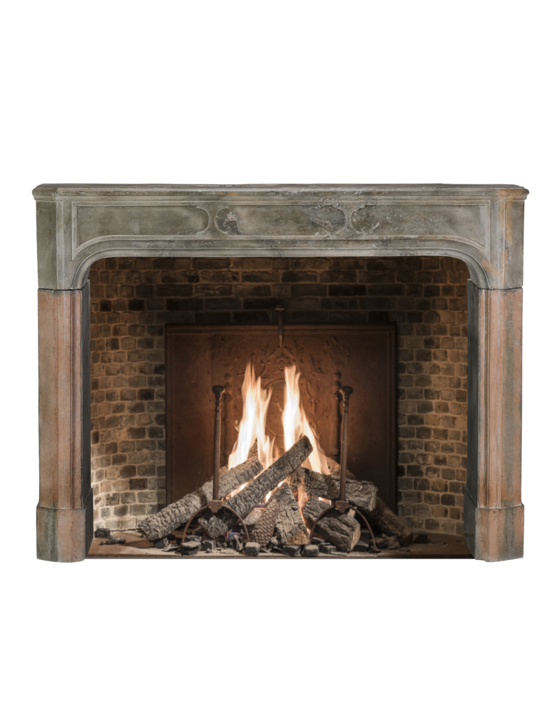 Maison Leon Van den Bogaert 18th Century French Rustic Bicolor Hard Stone Fireplace Surround with Exceptional Patina And Wear