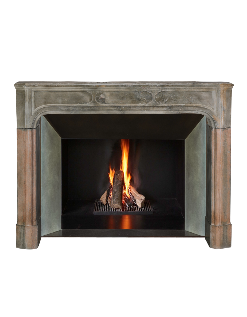 Maison Leon Van den Bogaert 18th Century French Rustic Bicolor Hard Stone Fireplace Surround with Exceptional Patina And Wear