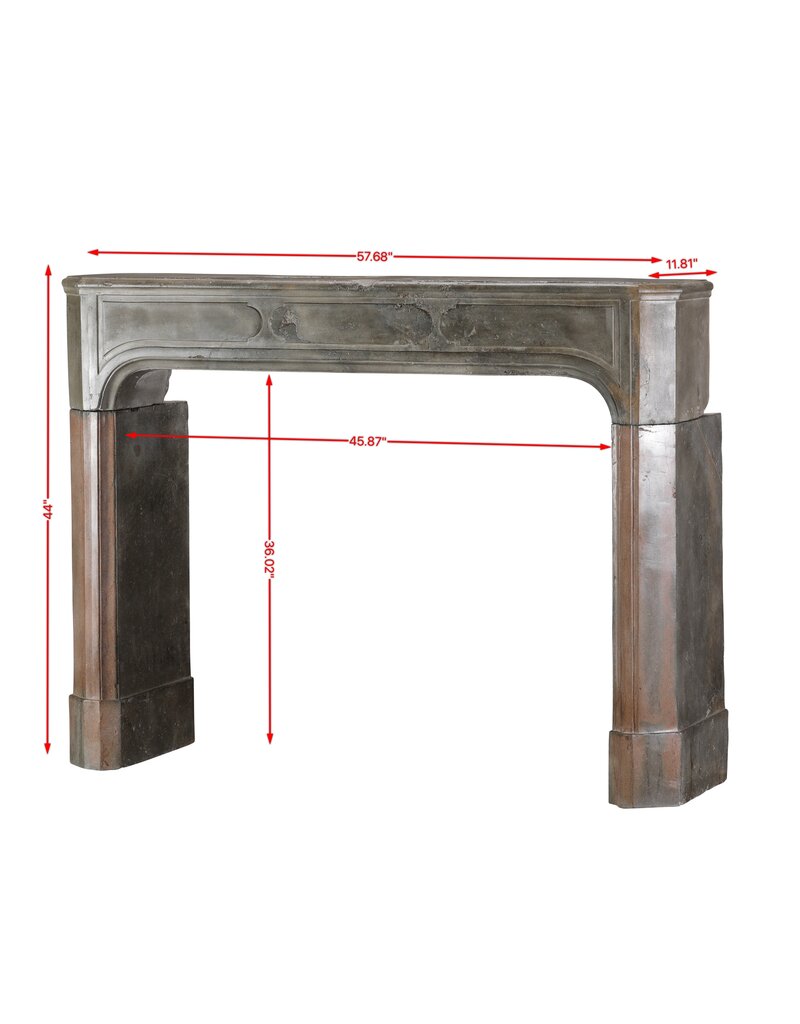 Maison Leon Van den Bogaert 18th Century French Rustic Bicolor Hard Stone Fireplace Surround with Exceptional Patina And Wear