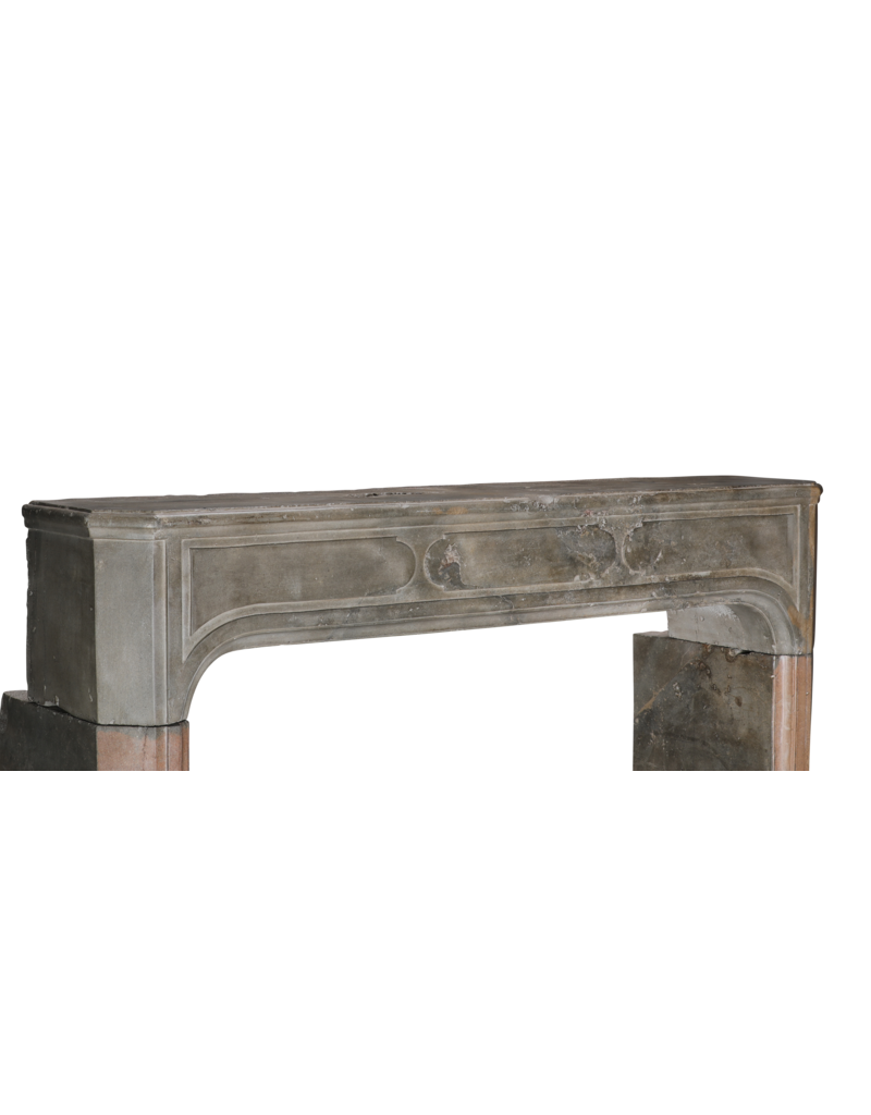 Maison Leon Van den Bogaert 18th Century French Rustic Bicolor Hard Stone Fireplace Surround with Exceptional Patina And Wear