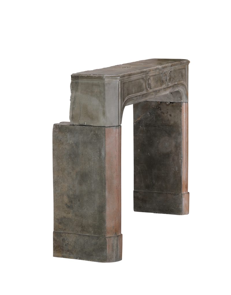 Maison Leon Van den Bogaert 18th Century French Rustic Bicolor Hard Stone Fireplace Surround with Exceptional Patina And Wear