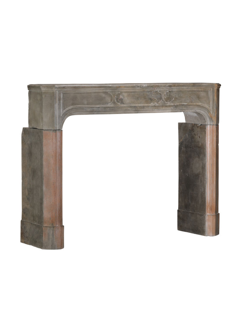 Maison Leon Van den Bogaert 18th Century French Rustic Bicolor Hard Stone Fireplace Surround with Exceptional Patina And Wear