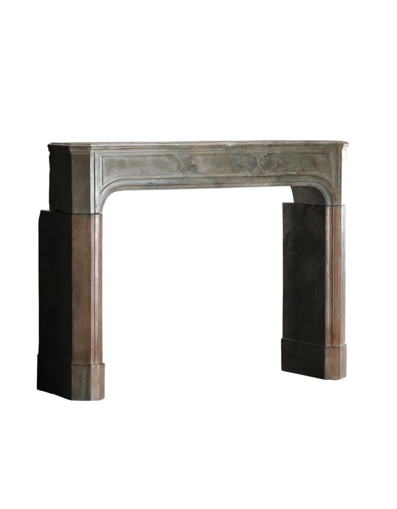 Maison Leon Van den Bogaert 18th Century French Rustic Bicolor Hard Stone Fireplace Surround with Exceptional Patina And Wear