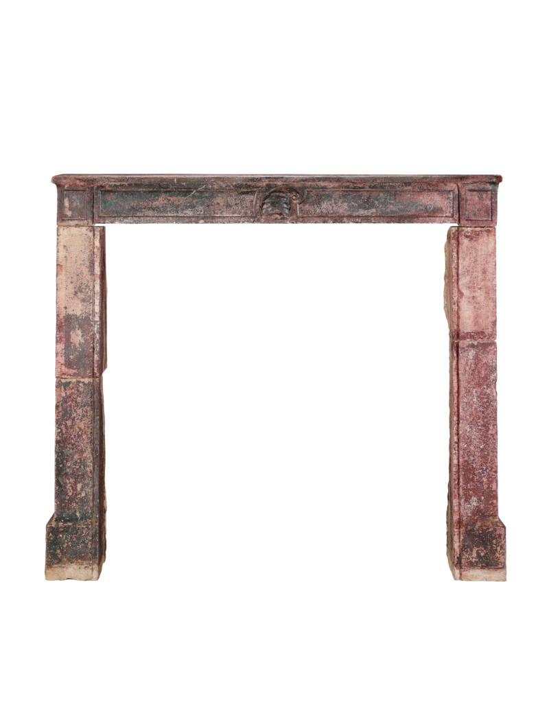 Maison Leon Van den Bogaert 16th Century French Limestone Fireplace Mantel With Original Paint Layers and Sculpted Jester’s Cap – “Dans son Jus” Castle Mantel