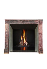 Maison Leon Van den Bogaert 16th Century French Limestone Fireplace Mantel With Original Paint Layers and Sculpted Jester’s Cap – “Dans son Jus” Castle Mantel