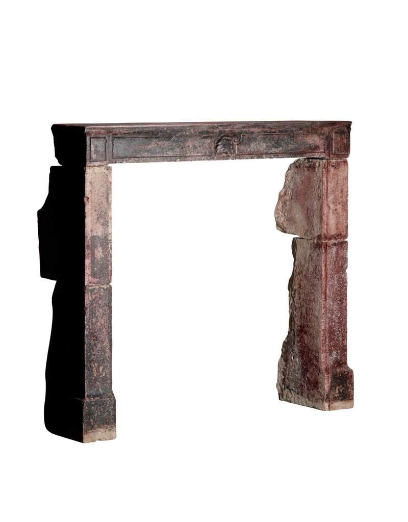 Maison Leon Van den Bogaert 16th Century French Limestone Fireplace Mantel With Original Paint Layers and Sculpted Jester’s Cap – “Dans son Jus” Castle Mantel