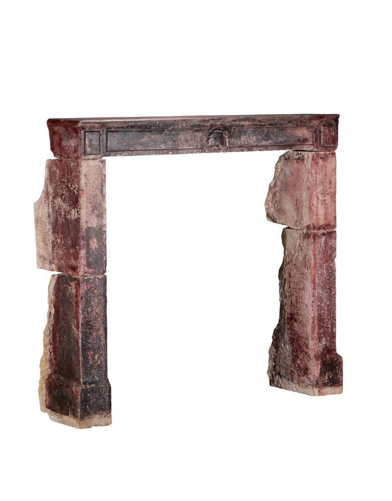 Maison Leon Van den Bogaert 16th Century French Limestone Fireplace Mantel With Original Paint Layers and Sculpted Jester’s Cap – “Dans son Jus” Castle Mantel