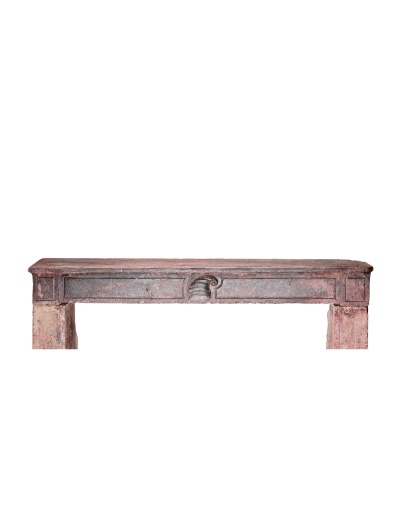 Maison Leon Van den Bogaert 16th Century French Limestone Fireplace Mantel With Original Paint Layers and Sculpted Jester’s Cap – “Dans son Jus” Castle Mantel