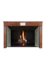 Maison Leon Van den Bogaert Louis XVI Red Stone Fireplace - Marble Inlay - Traditional Chic Library Style - Antique Fireplace