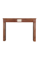 Maison Leon Van den Bogaert Rotem Steinkamin - Louis XVI-Stil – Marmoreinlage – Traditioneller Schicker Bibliotheksstil – Antiker Kamin