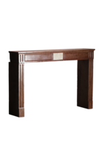 Maison Leon Van den Bogaert Louis XVI Red Stone Fireplace - Marble Inlay - Traditional Chic Library Style - Antique Fireplace