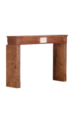 Maison Leon Van den Bogaert Louis XVI Red Stone Fireplace - Marble Inlay - Traditional Chic Library Style - Antique Fireplace