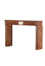 Maison Leon Van den Bogaert Louis XVI Red Stone Fireplace - Marble Inlay - Traditional Chic Library Style - Antique Fireplace