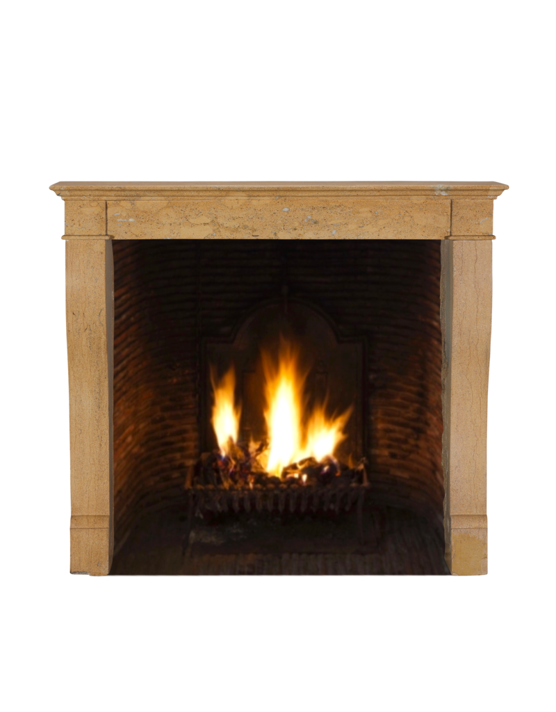 Maison Leon Van den Bogaert Cheminée en Pierre Calcaire Beige-Blond Polie – Parfaite pour Foyers Carrés ou Ouverts