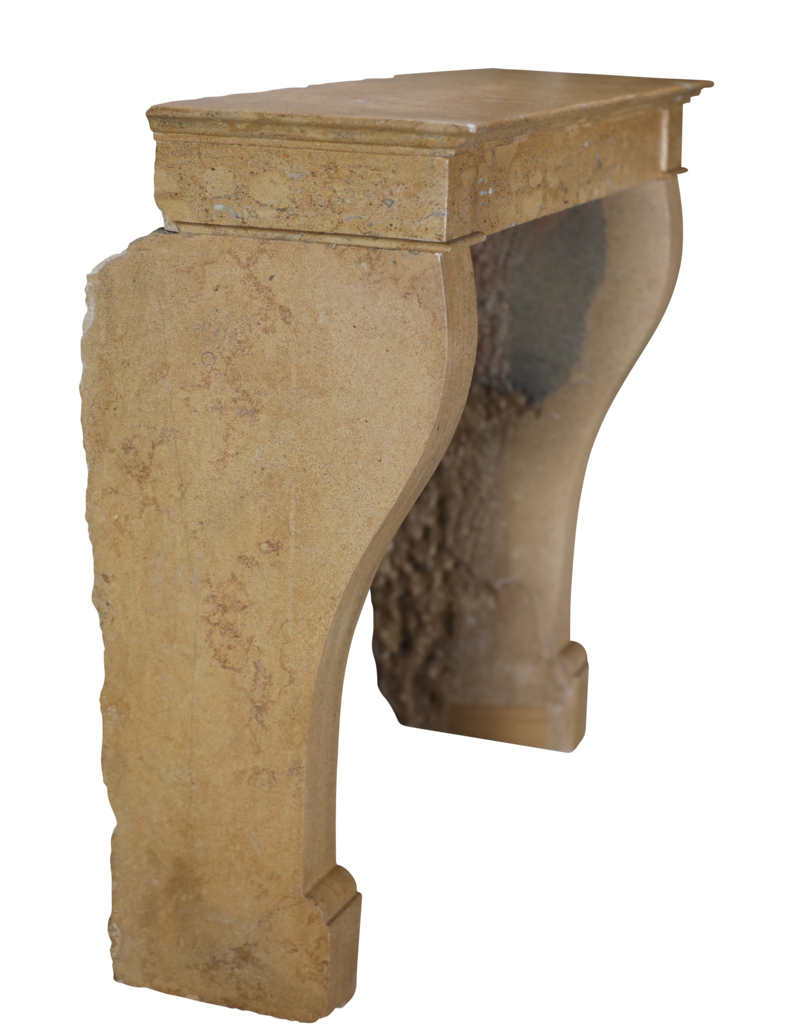 Maison Leon Van den Bogaert Cheminée en Pierre Calcaire Beige-Blond Polie – Parfaite pour Foyers Carrés ou Ouverts