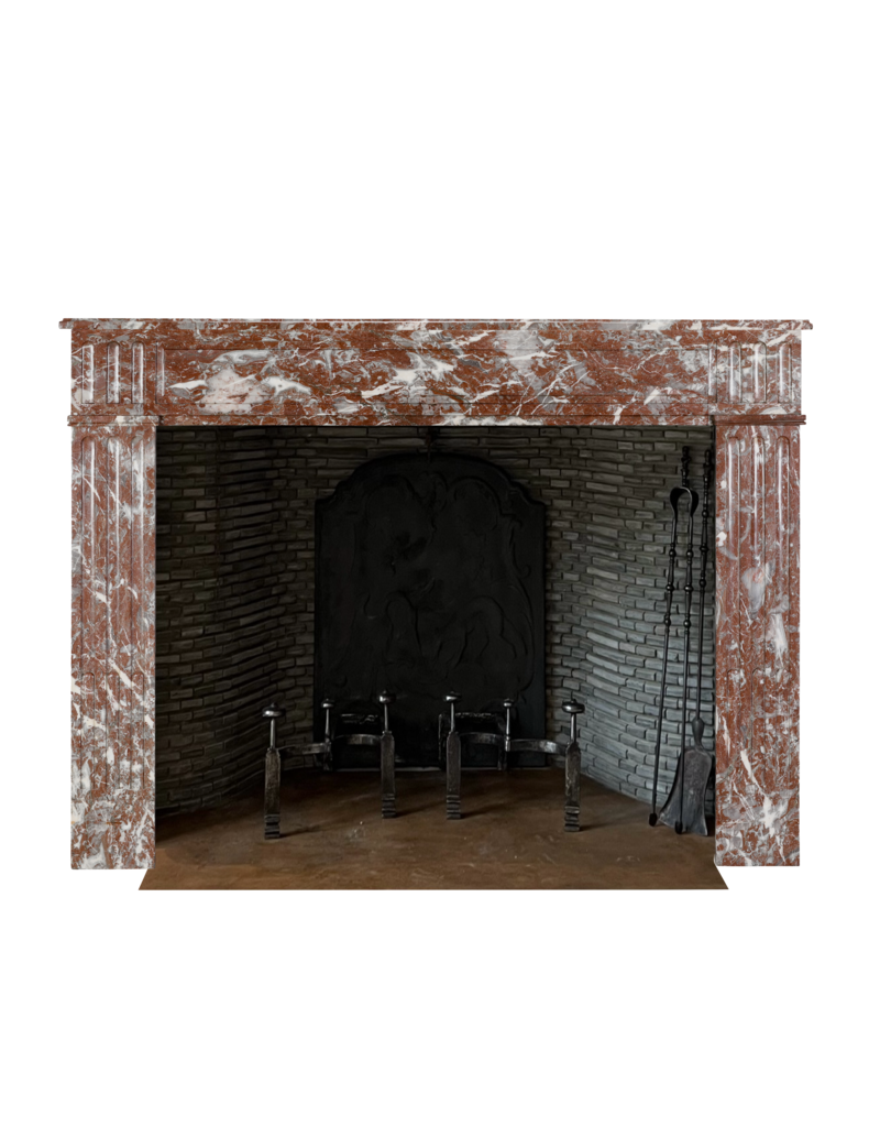 Maison Leon Van den Bogaert Rare Grand 19th Century Belgian Louis XVI Fireplace In Royal Brown Marble
