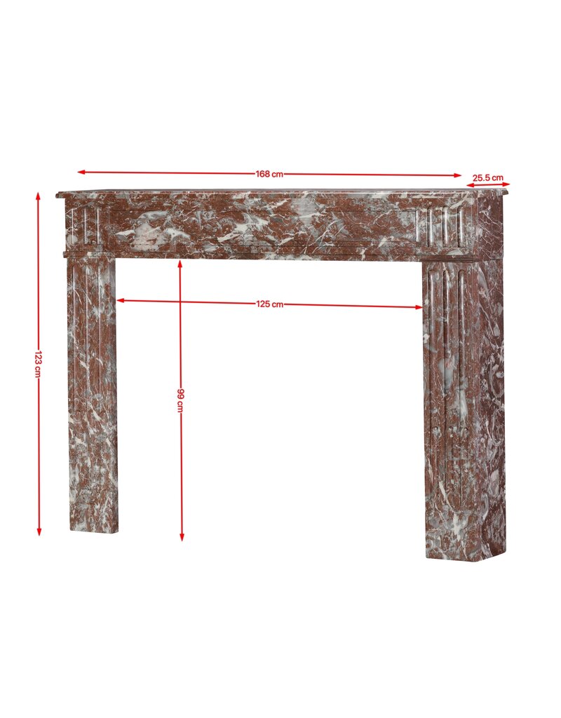 Maison Leon Van den Bogaert Rare Grand 19th Century Belgian Louis XVI Fireplace In Royal Brown Marble