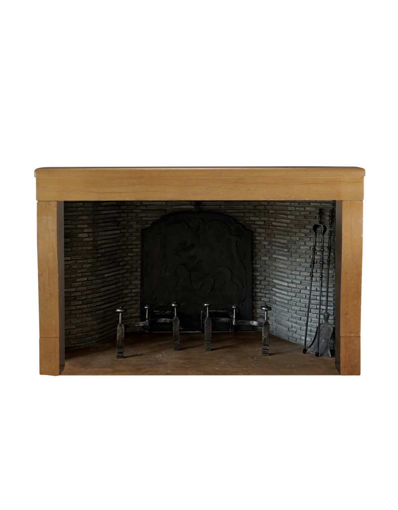 Maison Leon Van den Bogaert Authentic 19th Century French Style Fireplace Surround in Hard Burgundy Limestone – Rare Dimensions, Smooth Surface, Easy 3-Piece Installation