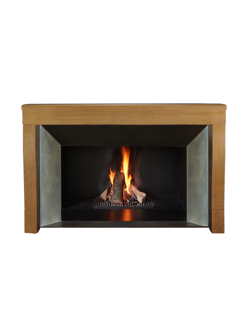 Maison Leon Van den Bogaert Authentic 19th Century French Style Fireplace Surround in Hard Burgundy Limestone – Rare Dimensions, Smooth Surface, Easy 3-Piece Installation