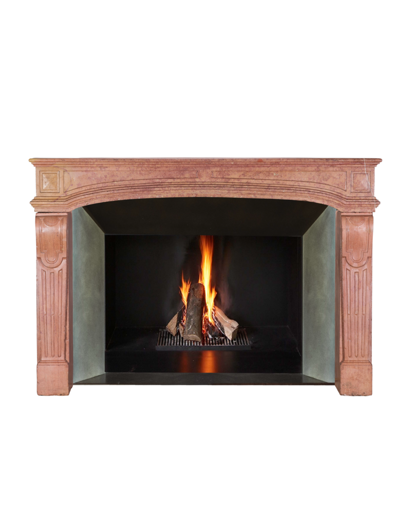 Maison Leon Van den Bogaert 18th-Century French Castle Fireplace Surround - Rose de Bourgogne Hard Stone (Burgundy) — Smooth Surface - Superb Imperfections - Rare Proportions