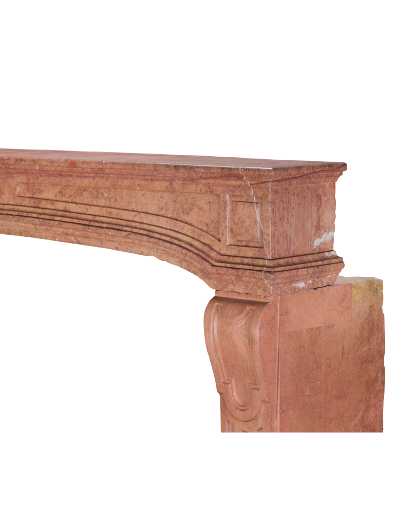 Maison Leon Van den Bogaert Entourage De Cheminée Louis XIV du XVIIIe Siècle En Pierre Dure Rose De Bourgogne — Surface Lisse - Superbes Imperfections - Dimensions Rares
