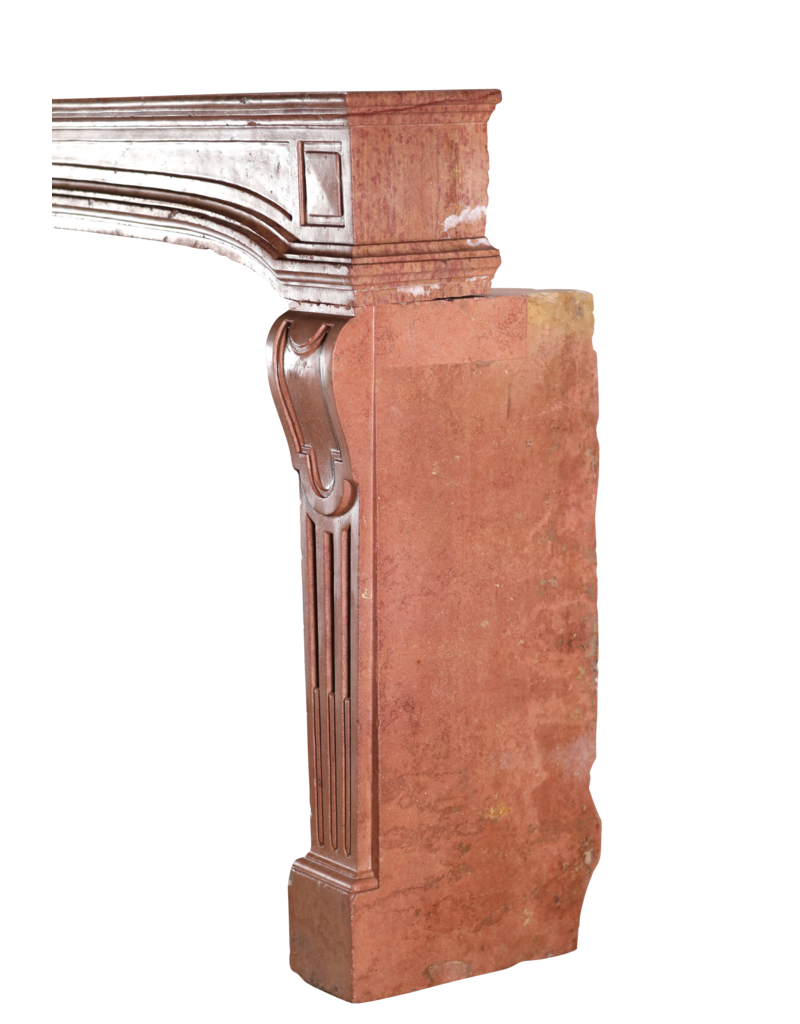 Maison Leon Van den Bogaert Entourage De Cheminée Louis XIV du XVIIIe Siècle En Pierre Dure Rose De Bourgogne — Surface Lisse - Superbes Imperfections - Dimensions Rares